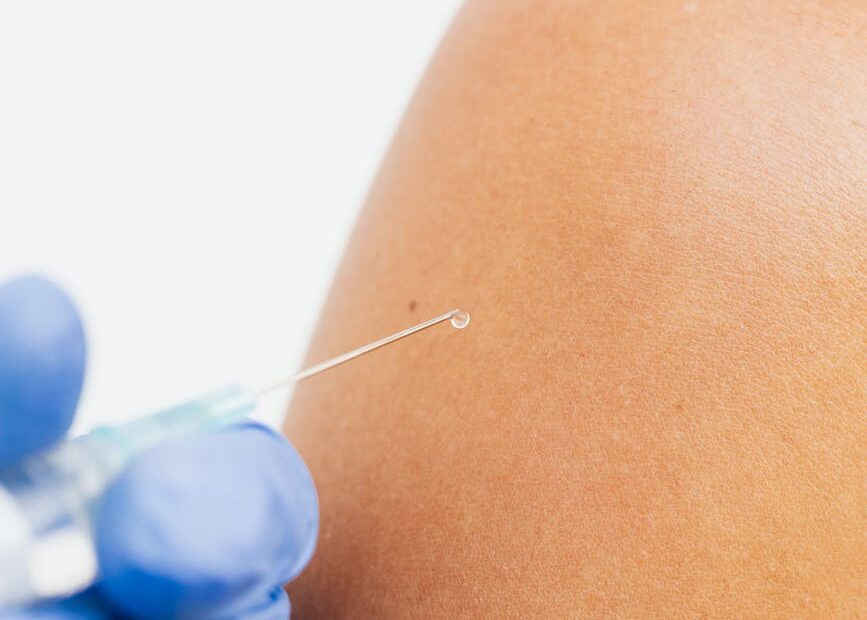 close up shot of an injecting vaccine